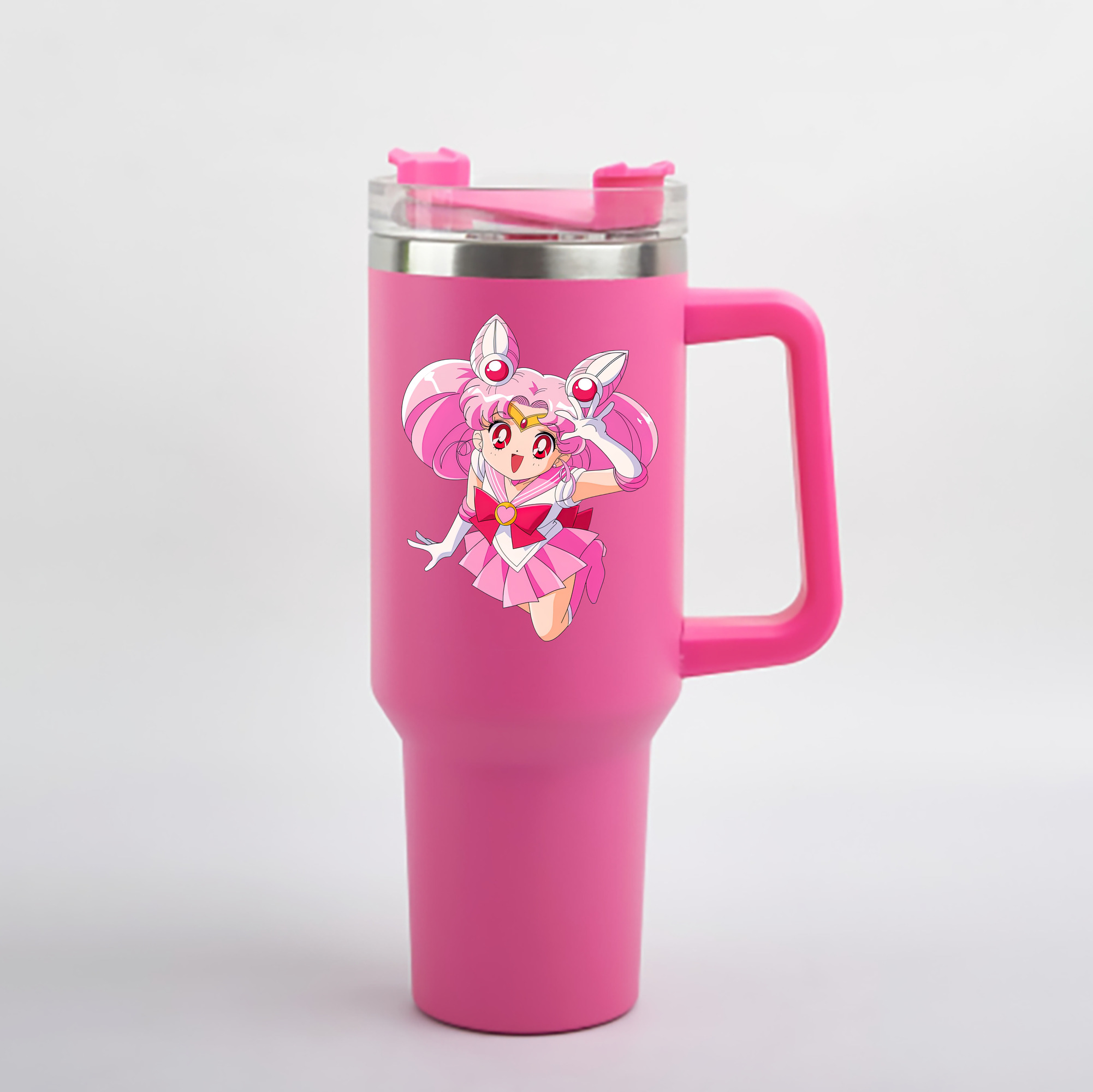 （画像用） 美少女戦士セーラームーン ちびうさ Sailor Moon Chibiusa Tsukino Usagi Small Lady Serenity 1200mL車用タンブラー - クリスタルステッカー（プラスチックストロー付き）